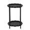 23.75" Black Wood Floral Inspired 2-Level Side End Accent Table with Metal Legs